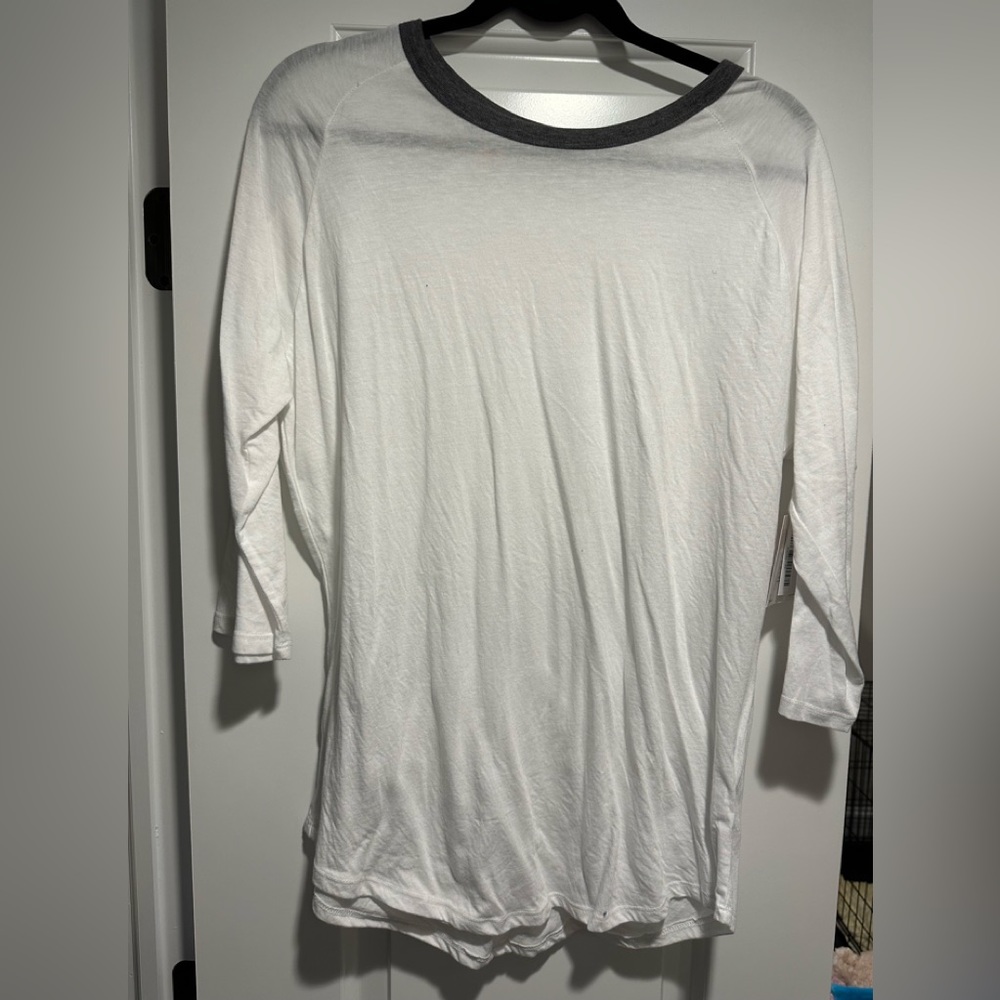 Brand new Randy XL, white with gray trim on neck, 3/4 sleeves, tags on